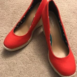 Red espadrille wedges